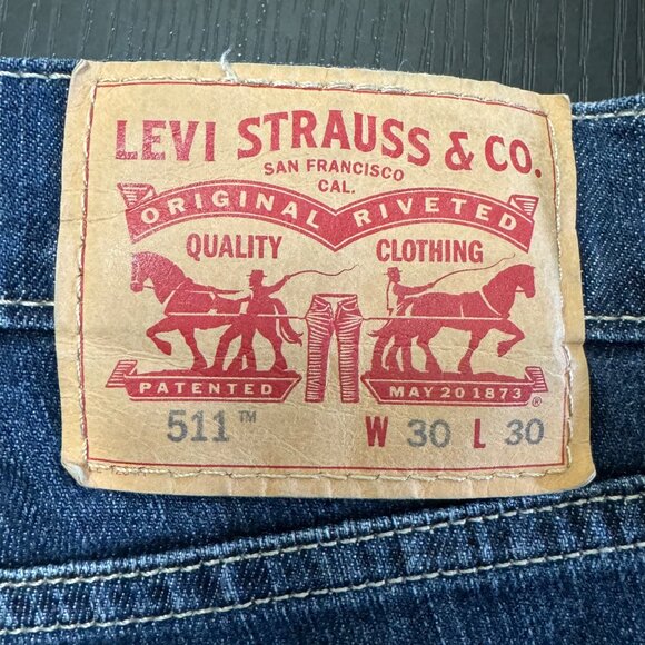 Levi's 511 Jeans Men's 30x30 Dark Wash Slim Fit Stretch Denim Red Tab - Picture 4 of 8